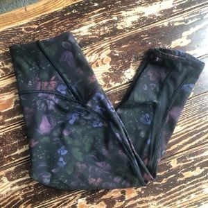 Lululemon Free to Speed Dark Floral Crop Leggings